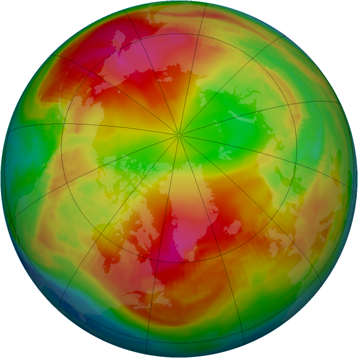 Arctic ozone map for 22 January 1982